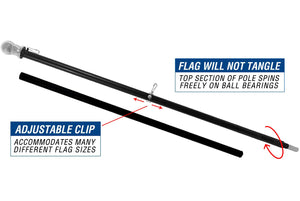 6 FT SPINNING FLAGPOLE - BLACK