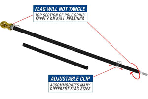 5 FT SPINNING FLAGPOLE - BLACK